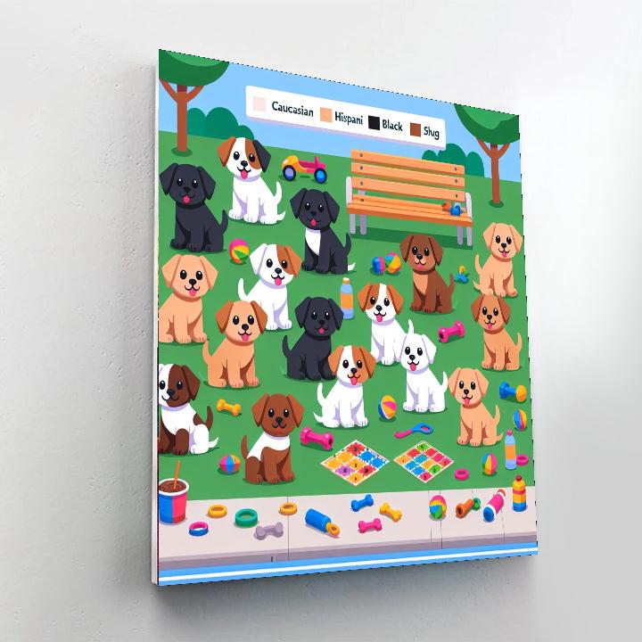 Puppy's Playful Park Day Painting Number Kit