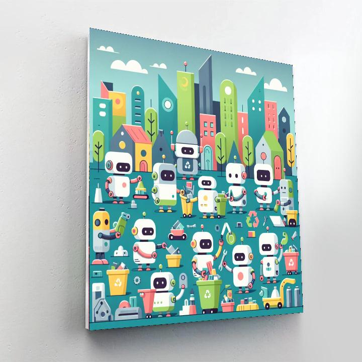 Robot Recycling Rally Paint By Numbers