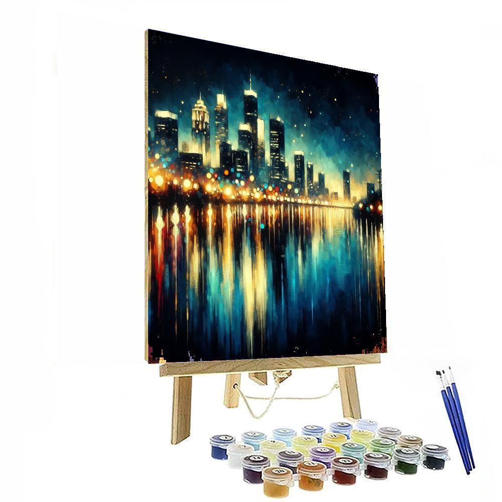 Glistening City Reflection Paint By Number