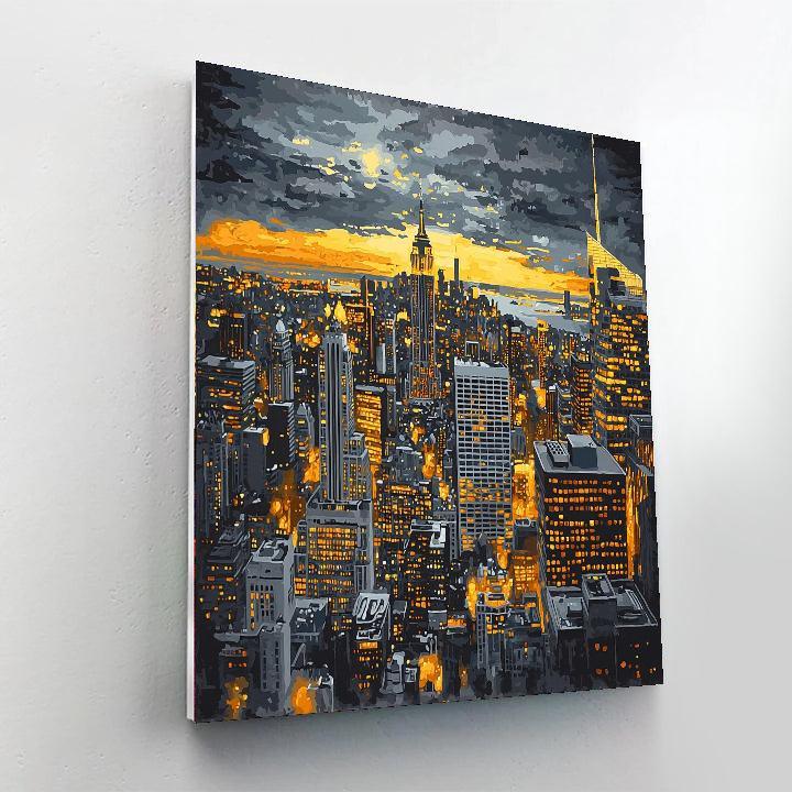 Gustave Caillebotte Inspired Metropolitan Twilight  Paint By Color
