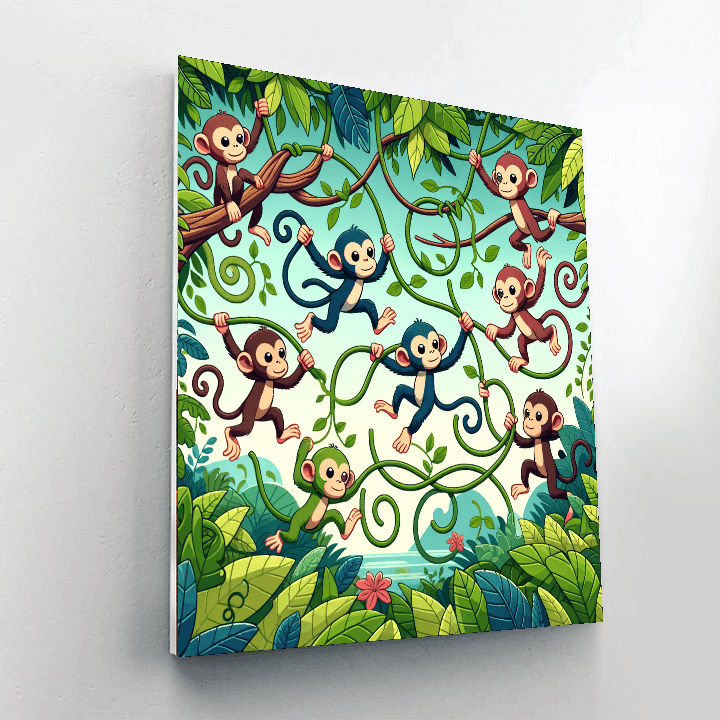 Jungle Monkey Mischief DIY Paint By Numbers