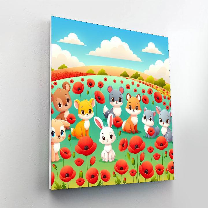 Playful Poppy Field Paint By Numbers Art