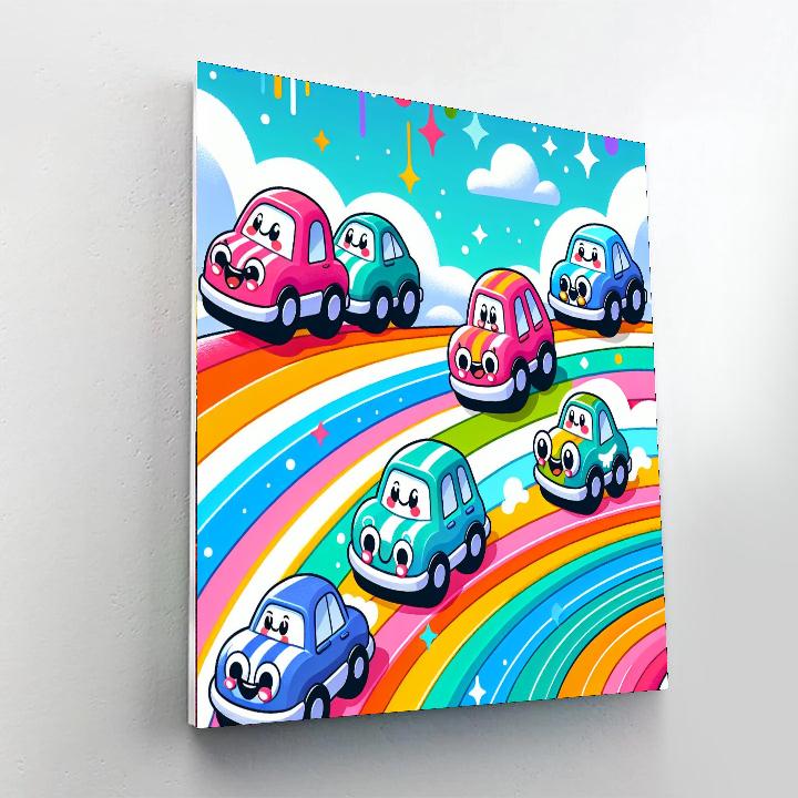 Rainbow Roadsters Paint By Numbers Art