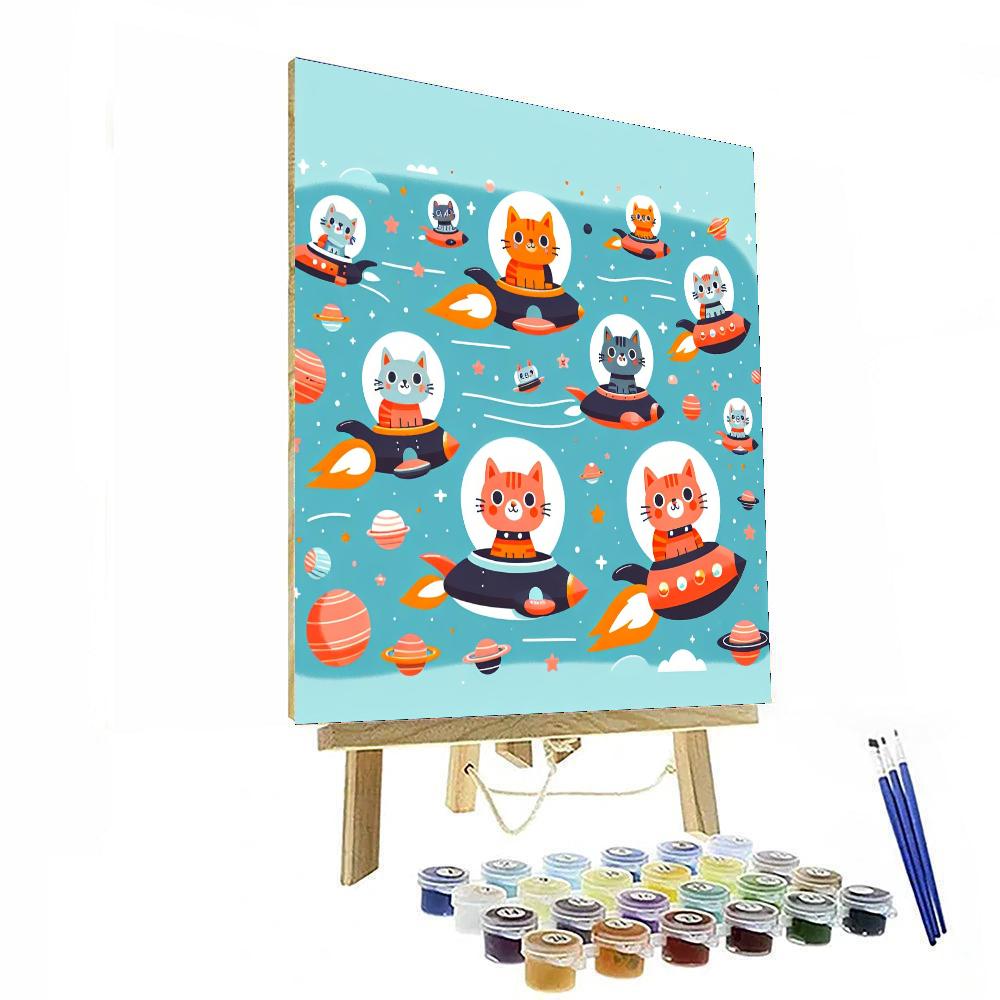 Cosmic Cat Chronicles Paint By Numbers Art