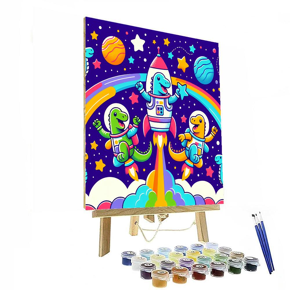 Outer Space Dinosaur Voyage Paint By Numbers Art