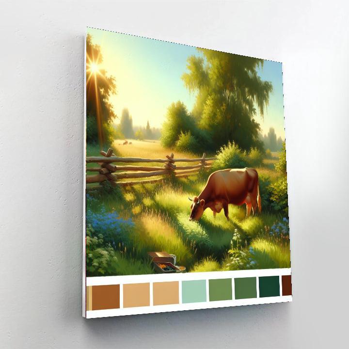 Cow's Pastoral Serenity Number Painting