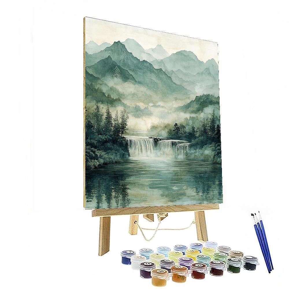 Zhao Mengfu Inspired Tranquil River Serenity  Paint By Color