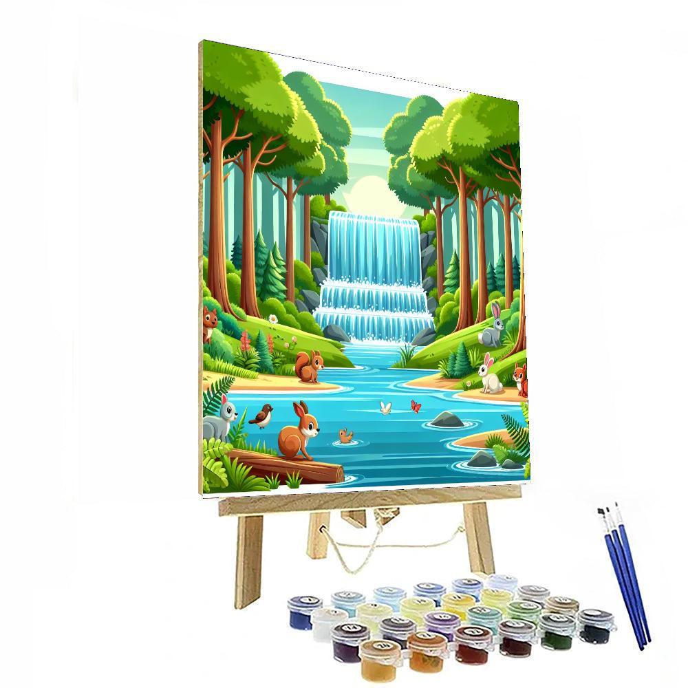 Enchanted Waterfall Hideout Painting Number Kit