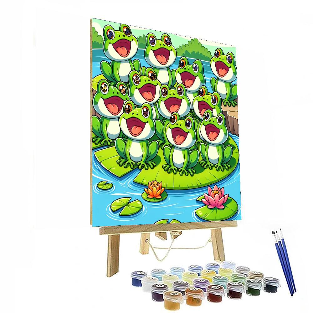 Cheerful Frog Choir Number Painting