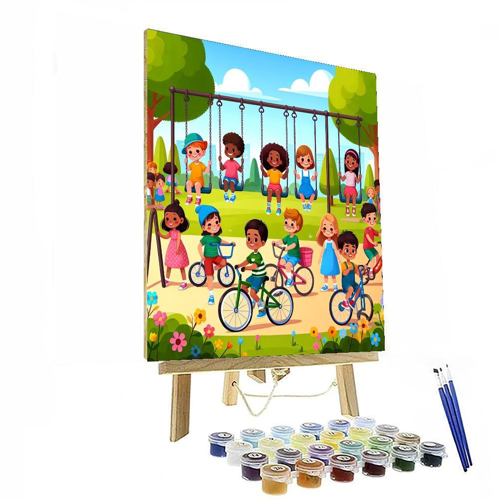 Lively City Park Adventure Number Painting