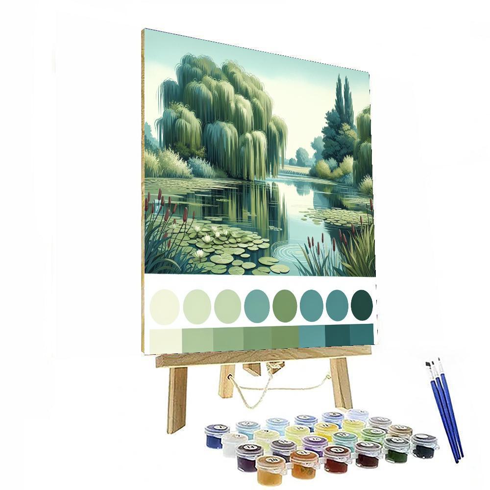 Serene Countryside Pond Painting By Numbers Kit