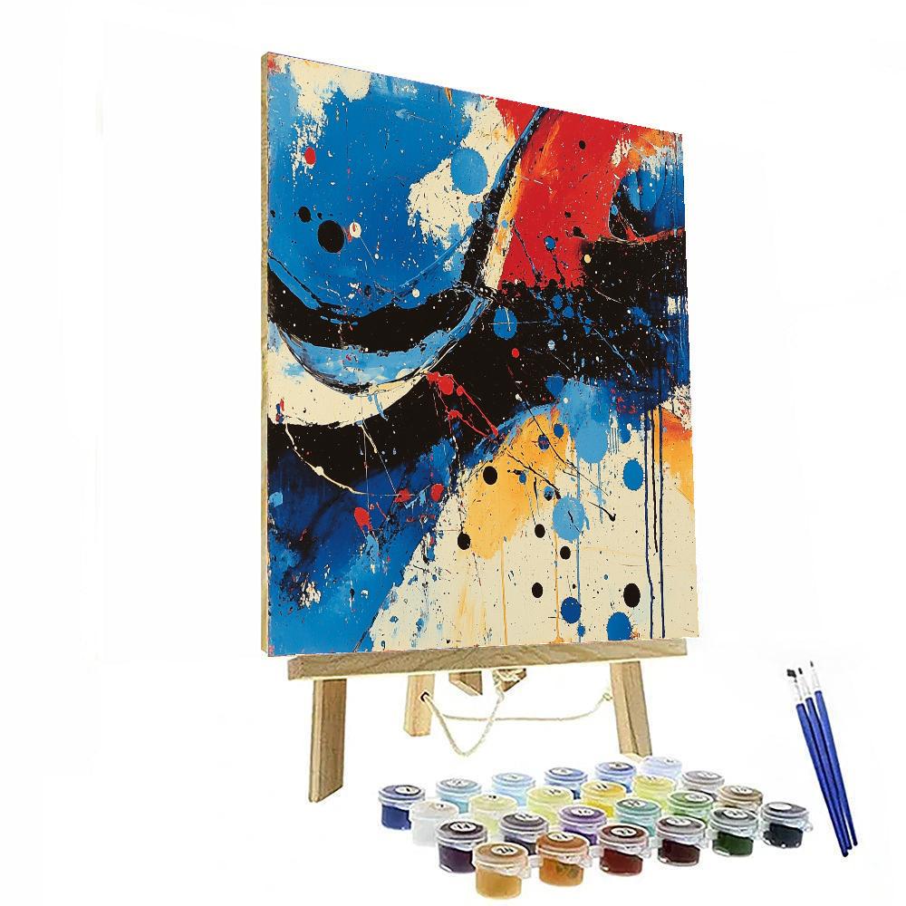 Jackson Pollock Inspired Midnight Reverberation  Paint By Color