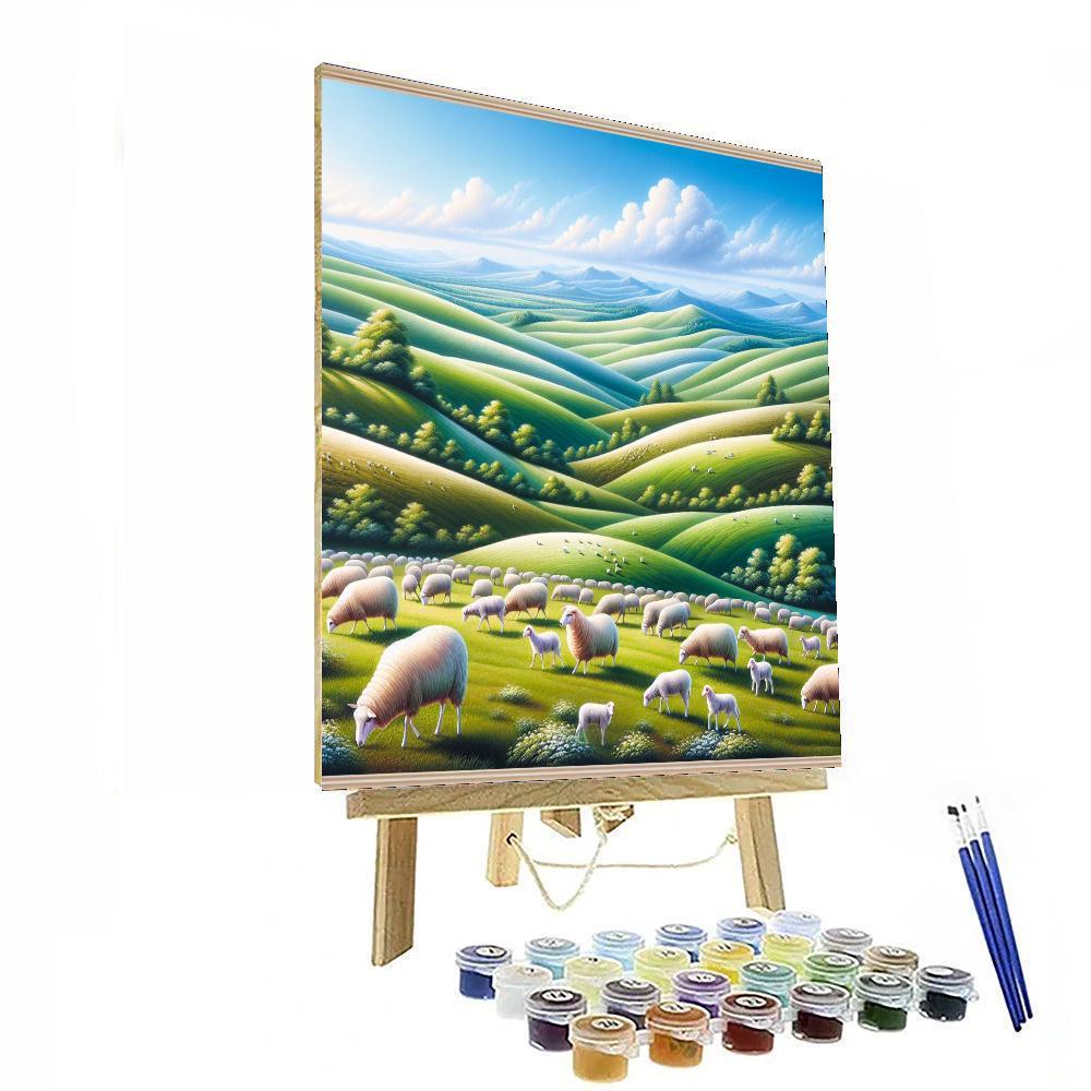 Pastoral Sheep Meadow Number Painting