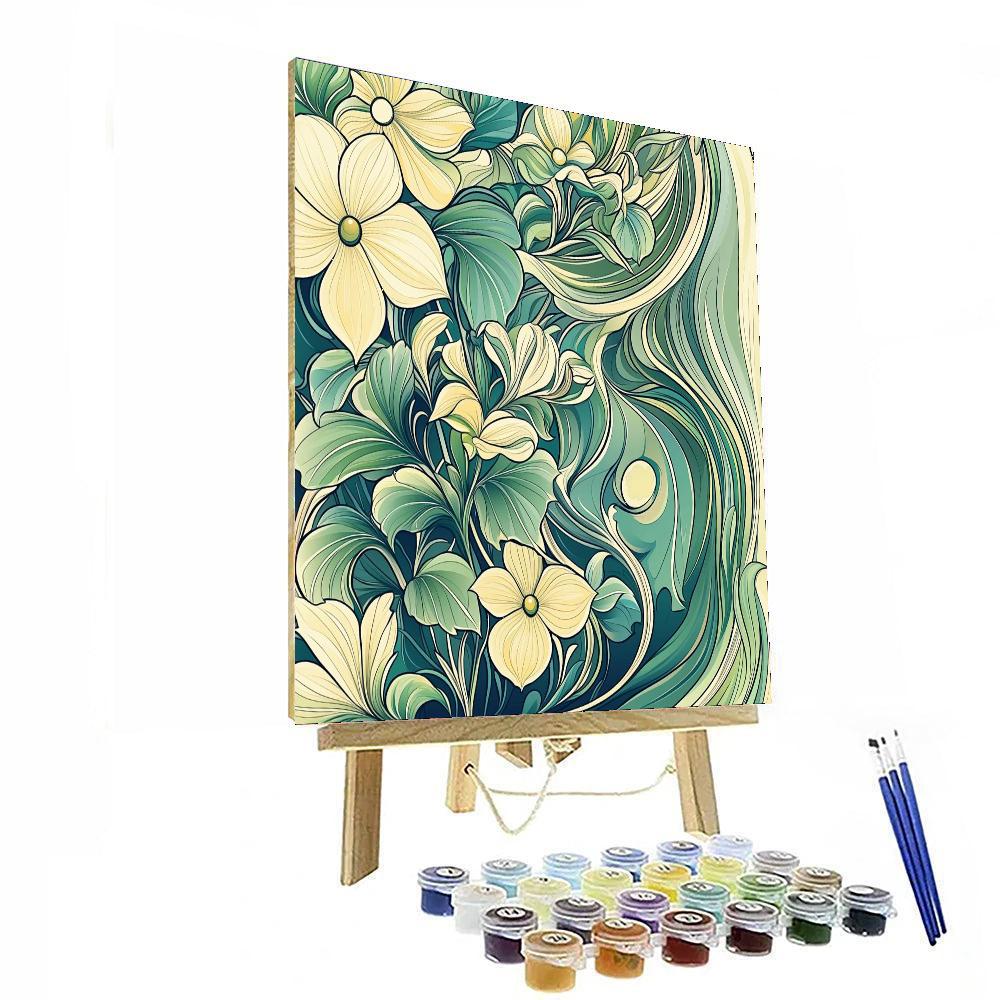 Alphonse Mucha Inspired Whisper Of Verdant Harmony  Paint By Number
