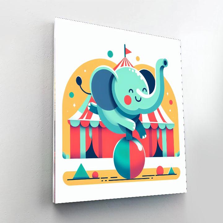 Cheerful Circus Elephant Numbered Painting Kits