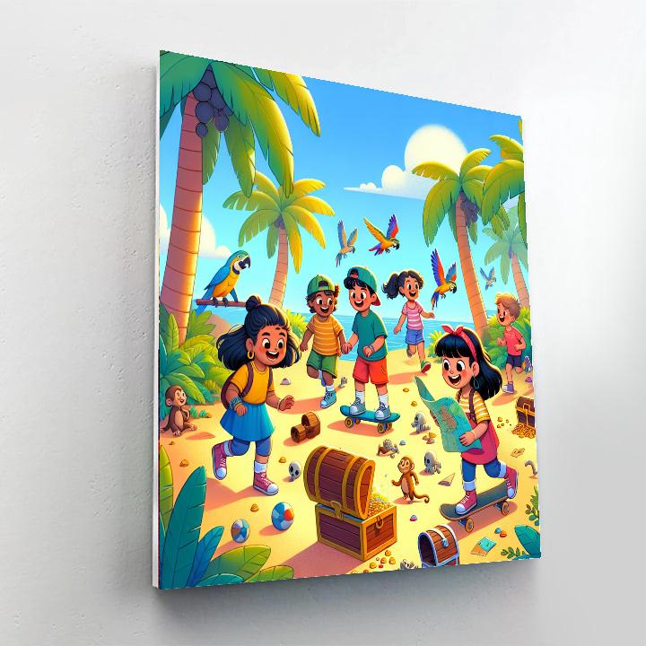 Joyful Explorers On The Island Painting By Numbers Kit