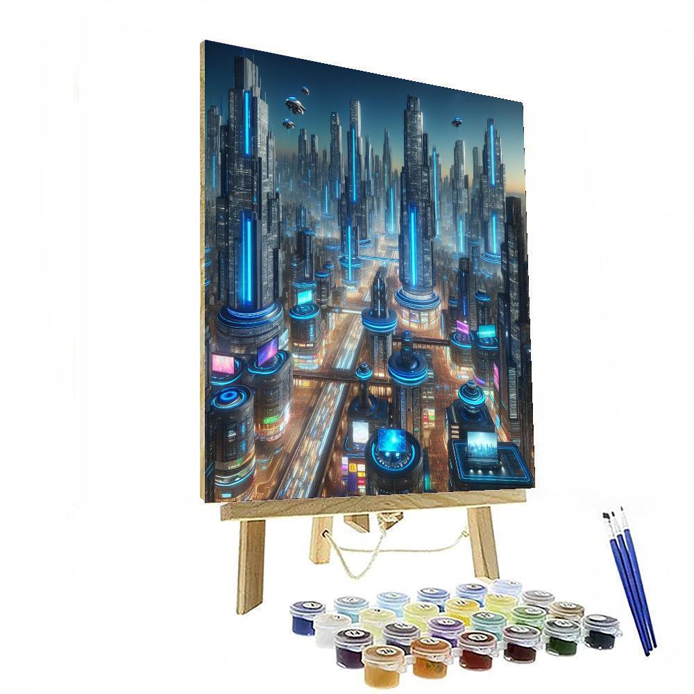 Dynamic Futuristic Metropolis Numbered Painting Kits