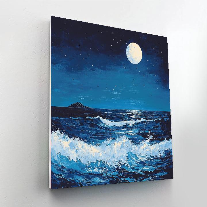 Utagawa Hiroshige Inspired Night's Gentle Waves  Painting By Numbers Kit