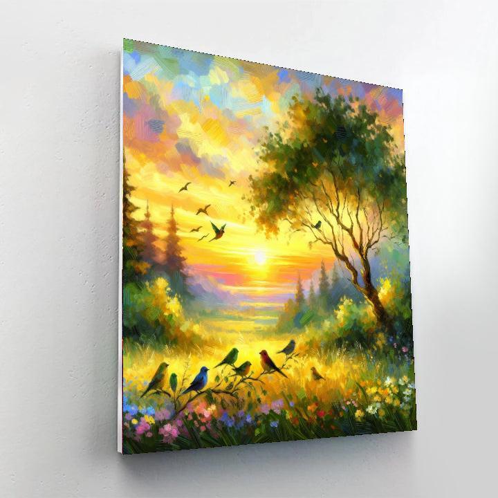 Bird's Morning Melody DIY Paint By Numbers