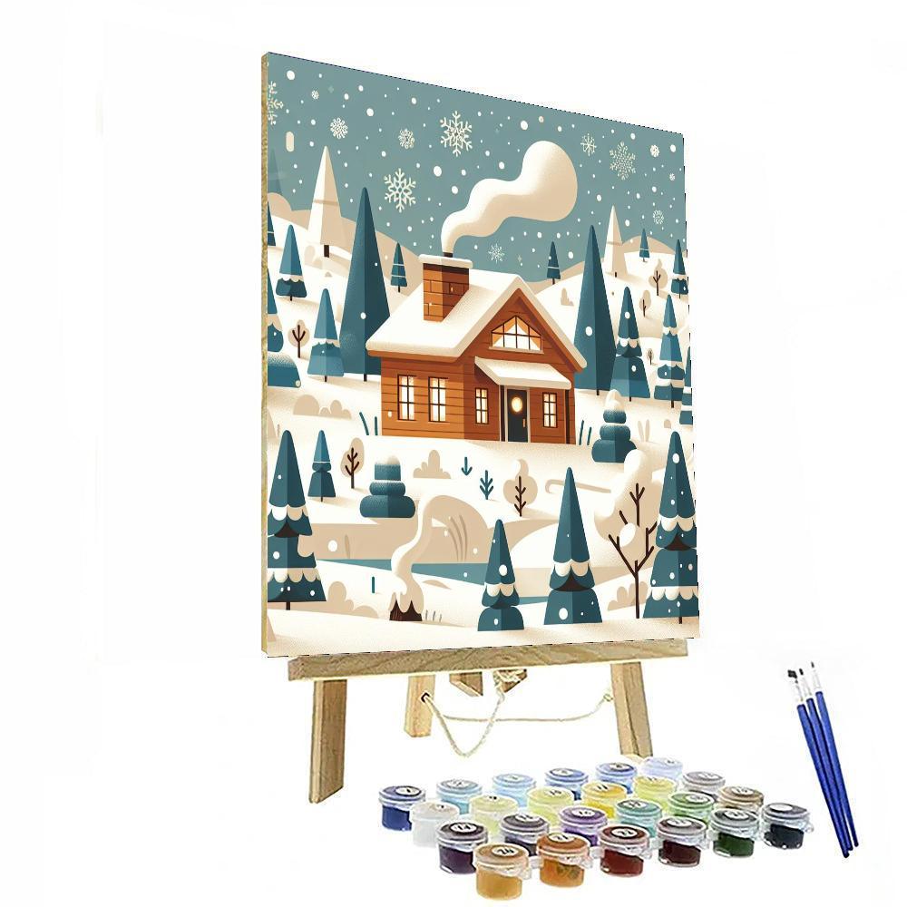Wondrous Winter Lodge Paint By Numbers Art