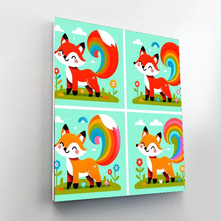 Rainbow Foxes Gathering Paint By Numbers