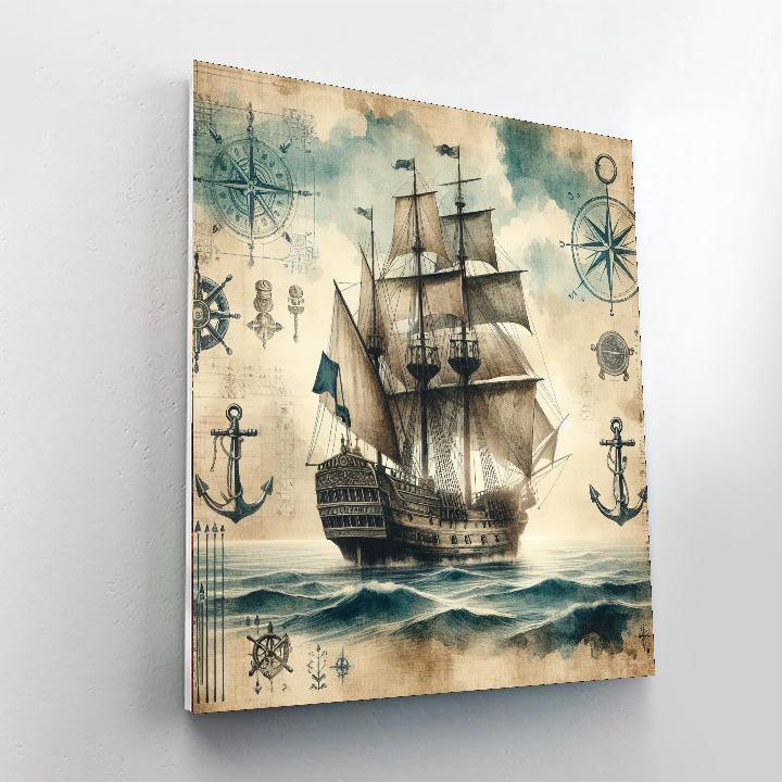 Vintage Nautical Odyssey Painting Number Kit