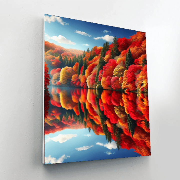 Serene Autumn Lake Reflection Painting Number Kit