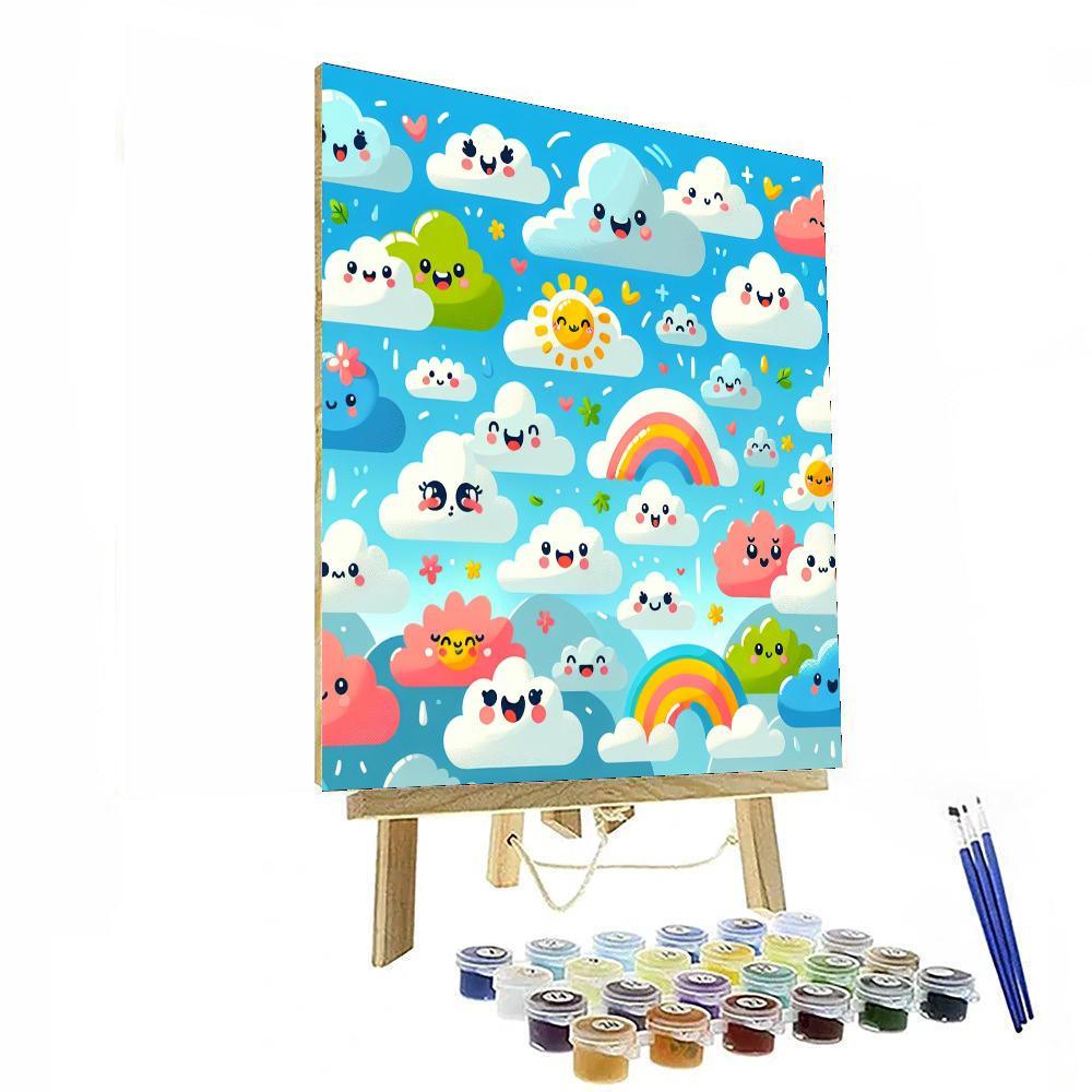 Friendly Cloud Creatures DIY Paint By Numbers