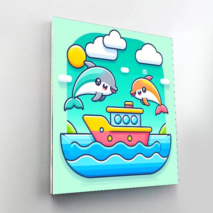 Oceanic Voyage With Dolphins Numbered Painting Kits