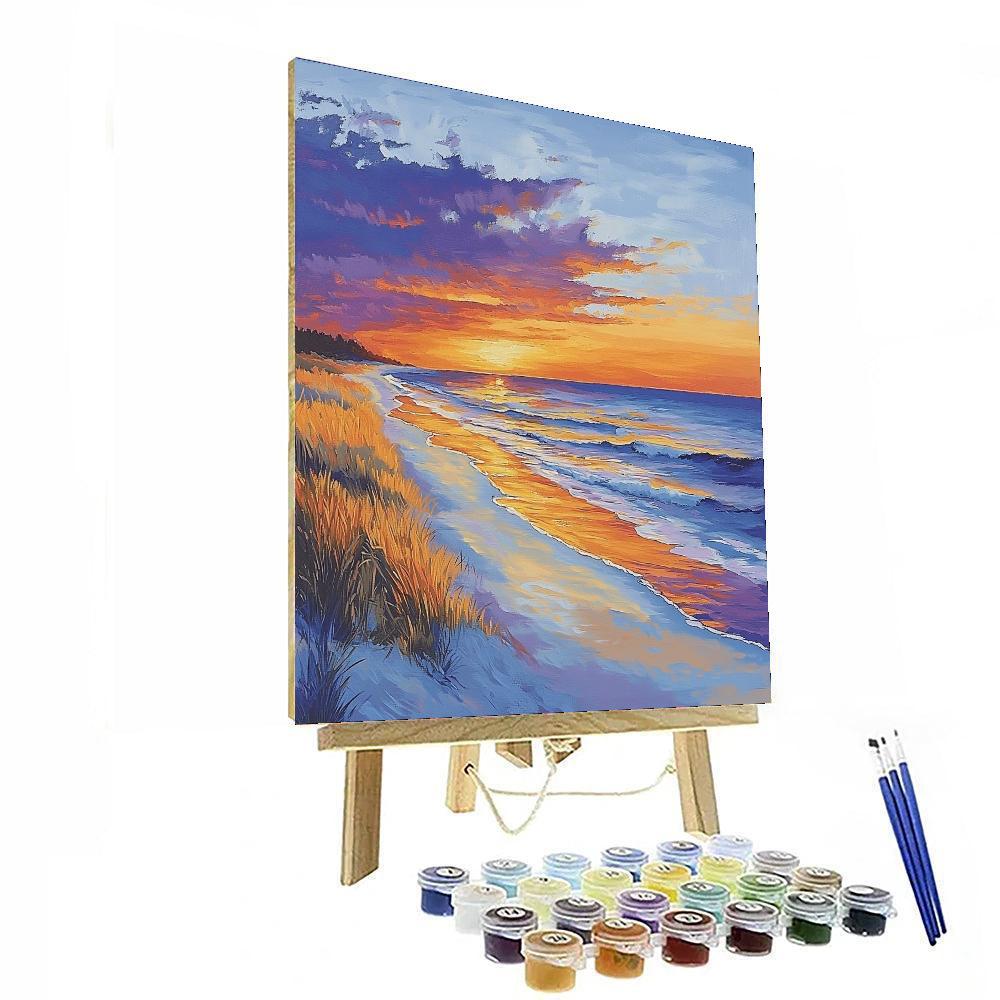 Hopper Inspired Serene Sunset Beach  Paint By Numbers