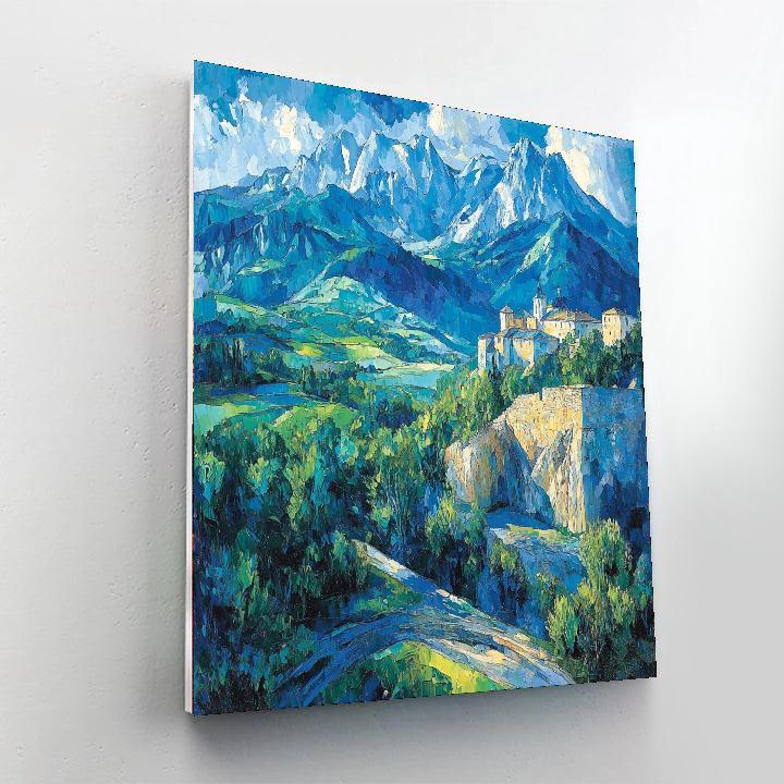 Paul Cézanne Inspired Geometric Mountain Vista  Paint By Number