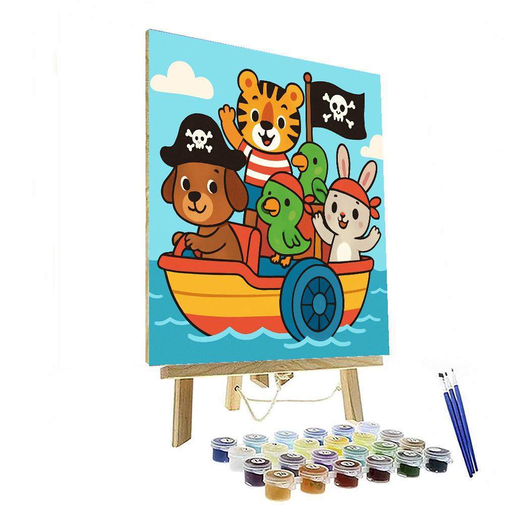 Paddle Boat Pirates Painting By Numbers Kit