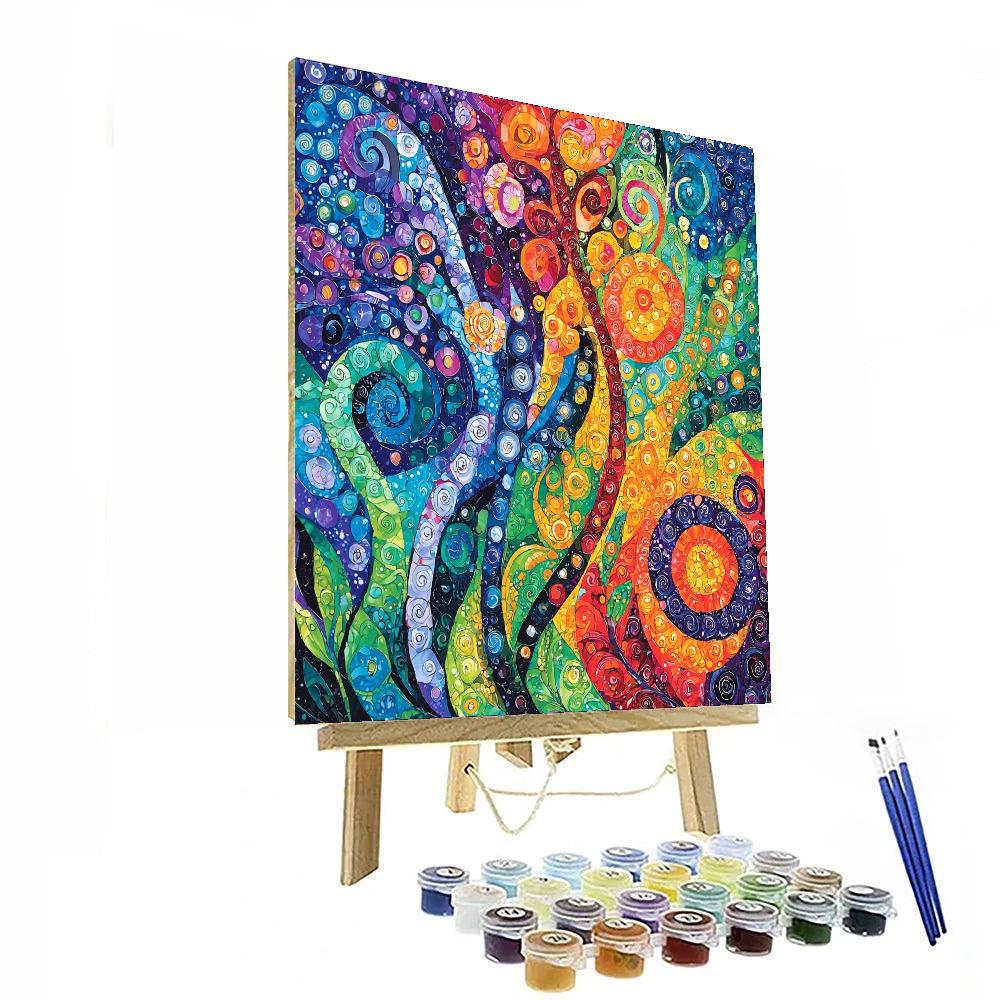 Gustav Klimt Inspired Veil Of Colors  Paint By Numbers Art