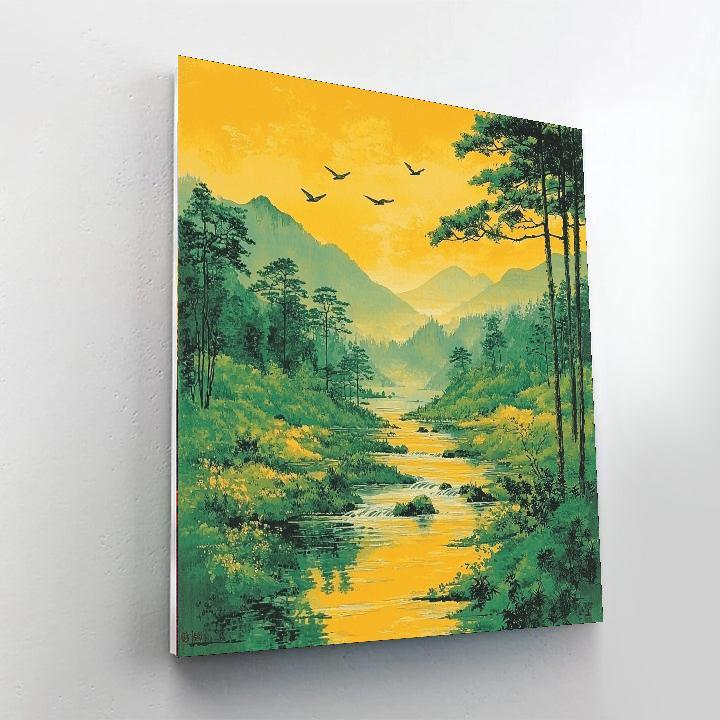 Utagawa Hiroshige Inspired Eternal Flow Of Seasons  Number Painting