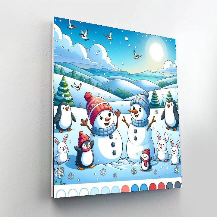 Sunny Snowman Fun Painting Number Kit