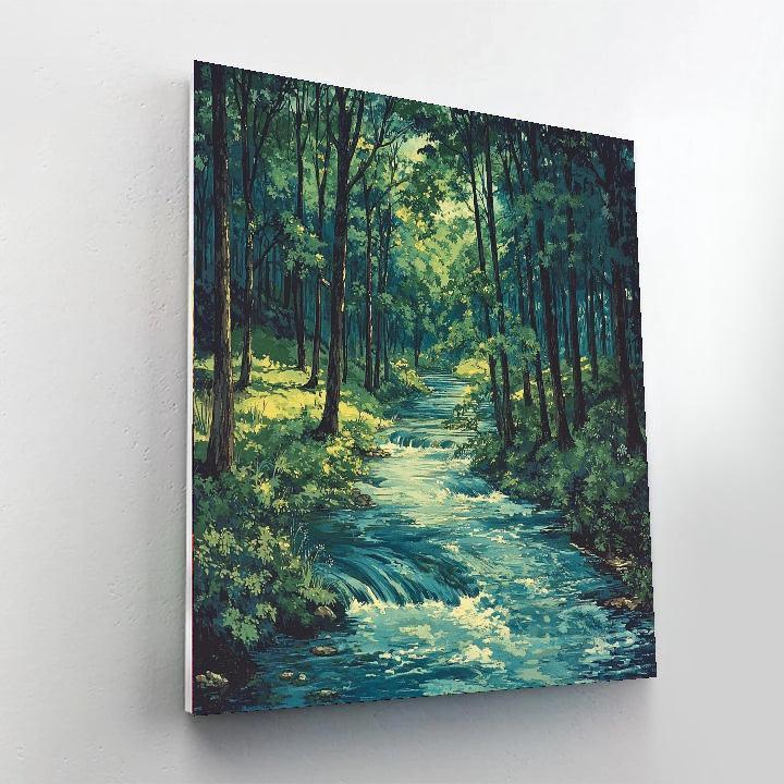 Utagawa Hiroshige Inspired Whispering Stream  Paint By Color