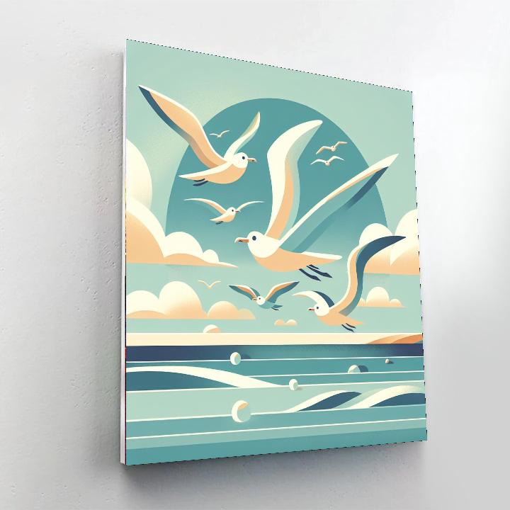 Soaring Seagulls Numbered Painting Kits
