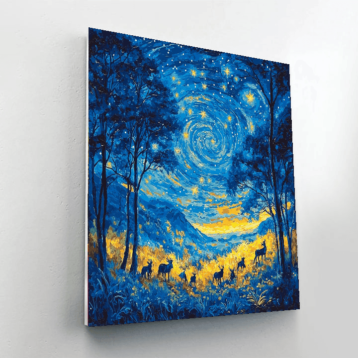 Vincent Van Gogh Inspired Starry Wildlife Night  Numbered Painting Kits