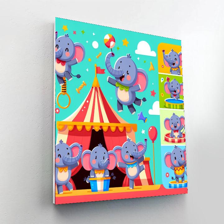 Silly Circus Elephants Number Painting