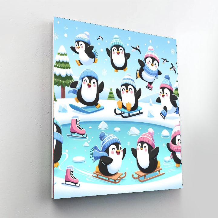 Sporty Penguins Play Painting Number Kit