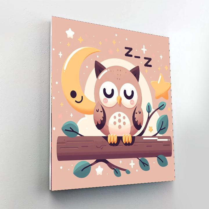Sleepy Owl Paint By Numbers Art