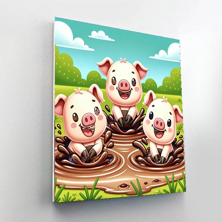 Playful Piglets Number Painting