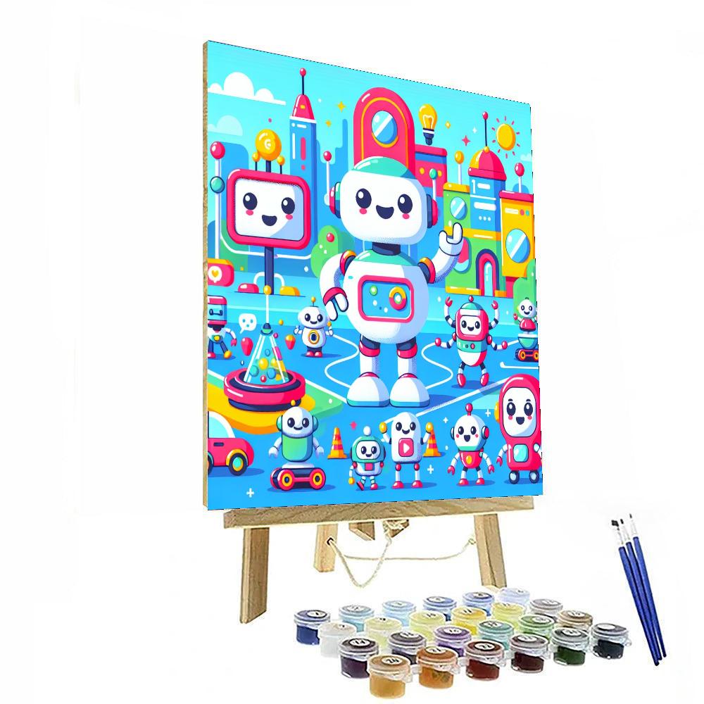 Adventurous Robot Rally Paint By Numbers Art