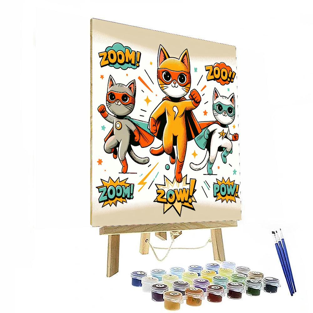 Superhero Cats Number Painting