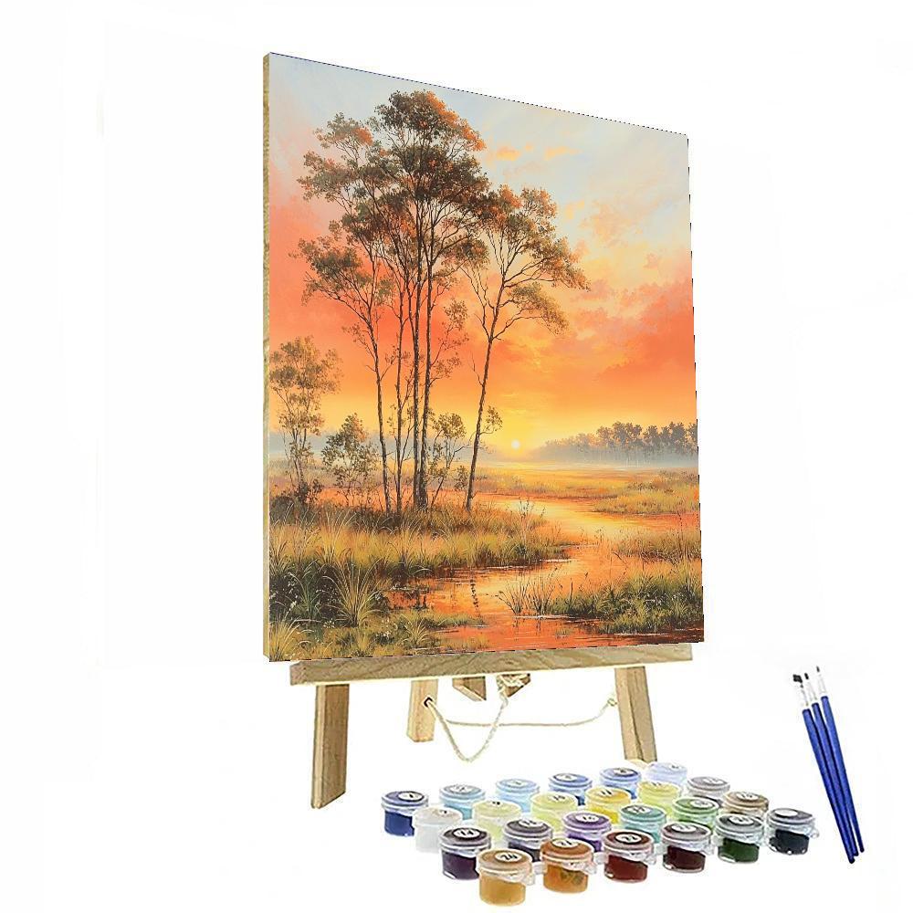 Nandalal Bose Inspired Sunrise Over Hills  Painting Number Kit