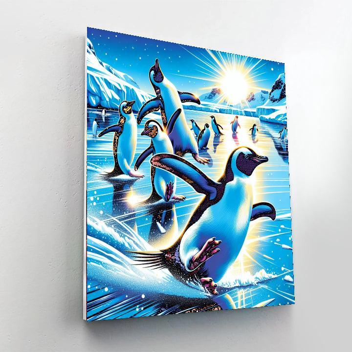 Playful Penguins At Play DIY Paint By Numbers