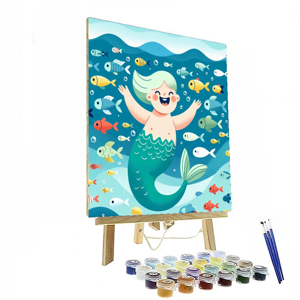 Friendly Mermaid Splash Number Painting