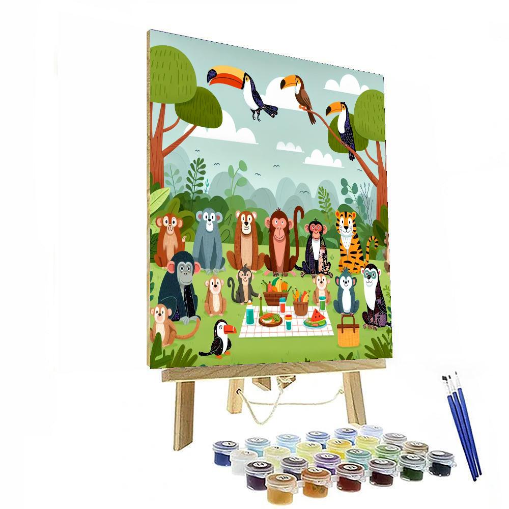 Joyful Jungle Picnic Painting By Numbers Kit