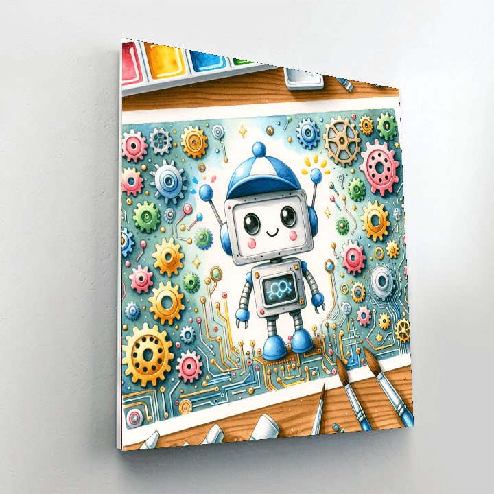 Cute Little Robot Painting Number Kit