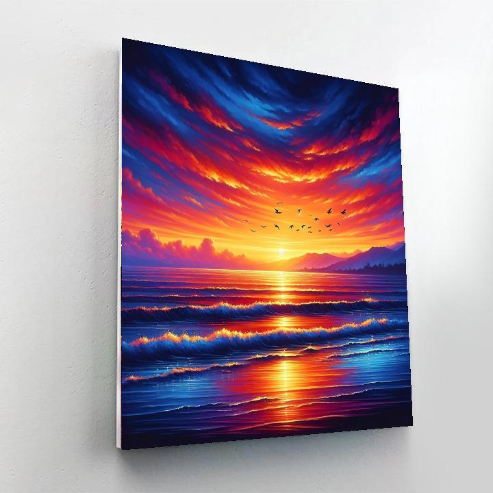 Radiant Sunset Over The Sea Paint By Numbers Art